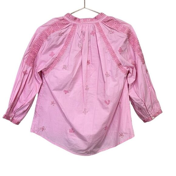 NWT V. De. Vinster Patchwork Embroidered Front Button Placket Blouse Pink Small - Picture 5 of 10